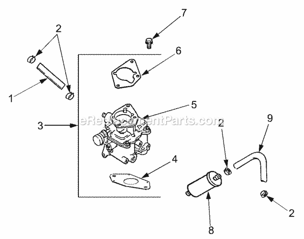 Fuel System Diagram and Parts List for GT3235 14A-692-710 Cub Cadet Lawn Tractor
